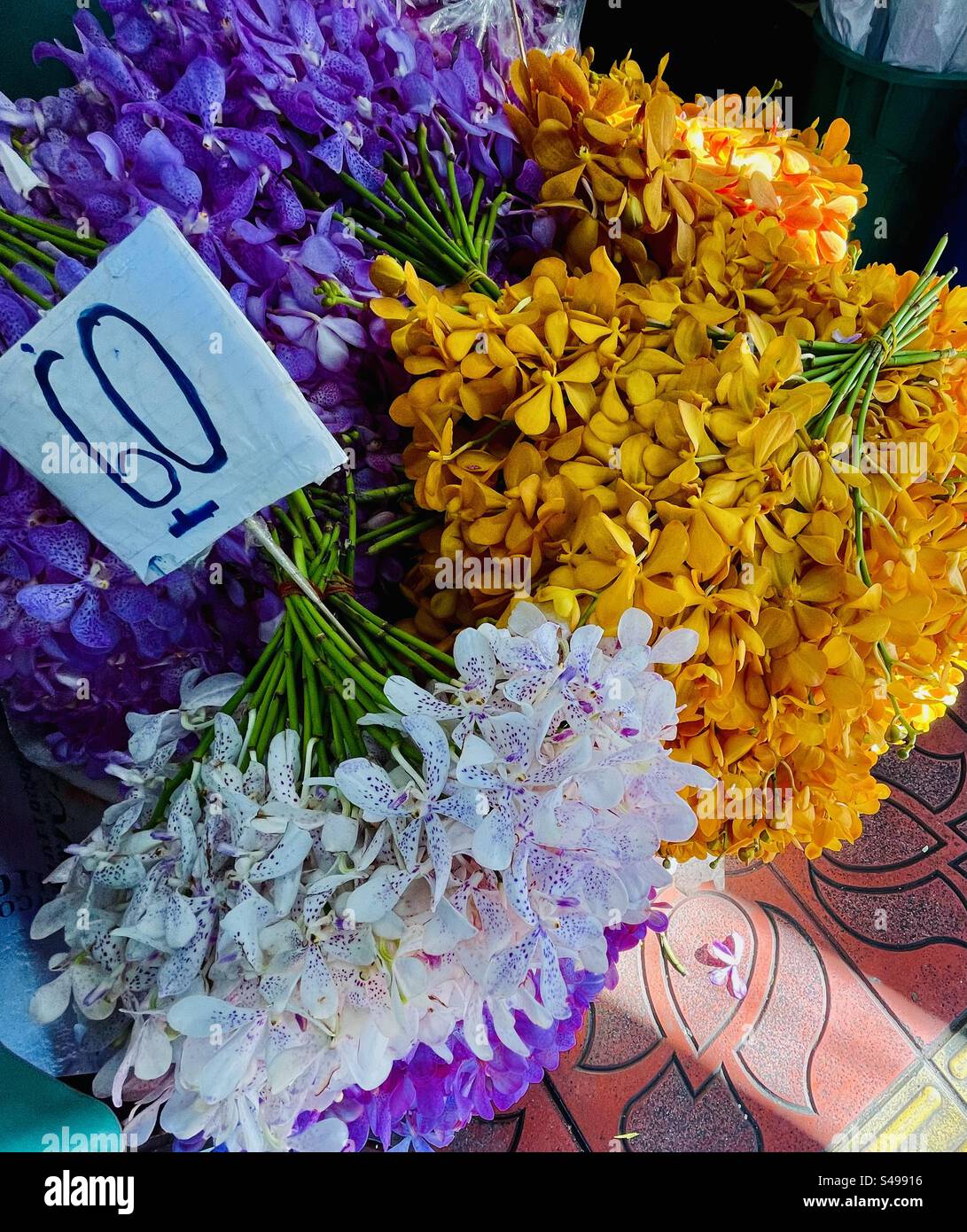 Pak Khlong Talat Blumenmarkt in Bangkok,. Stockfoto