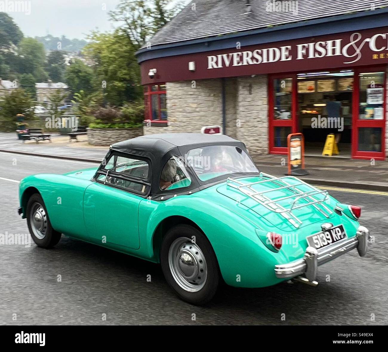 1956 MGA - Matlock Bath Derbyshire UK - Smartphone-aufgenommenes Stockfoto