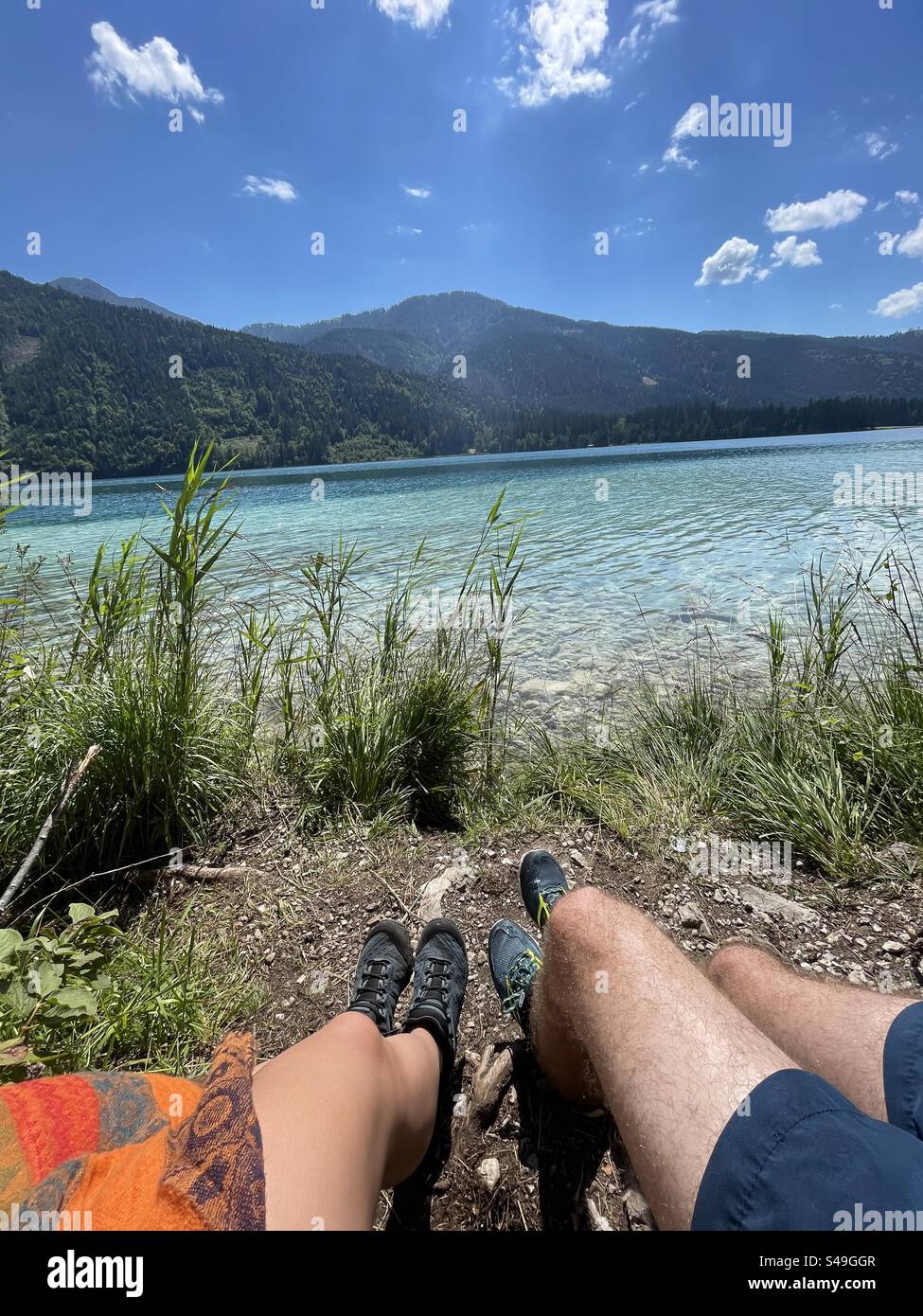 Wander- und Schwimmbäder in Weißensee Österreich Stockfoto