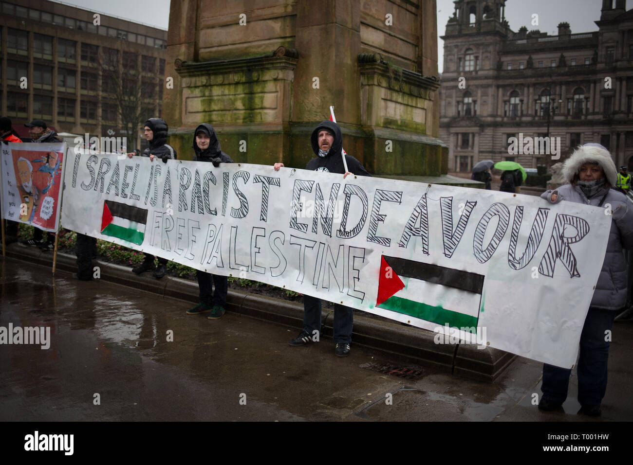 Glasgow, Schottland, 16. März 2019. Pro-Palestine und Pro-Israel Gruppen treffen sich an einer Anti-Rassismus-Rallye im George Square in Glasgow, Schottland, 16. März 2019. Foto von: Jeremy Sutton-Hibbert / alamy Leben Nachrichten. Stockfoto