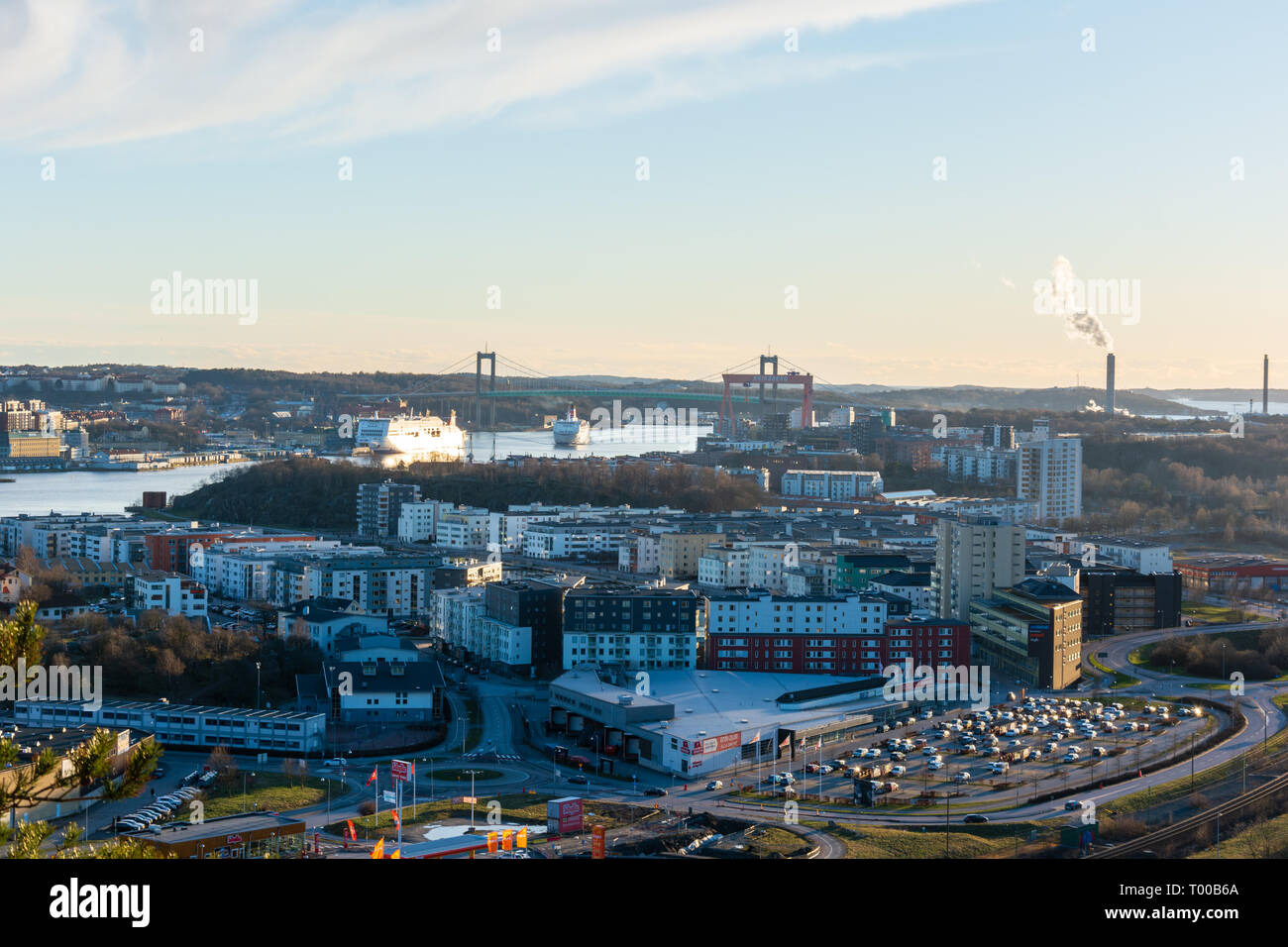 Blick aus der Vogelperspektive auf Göteborg City von der Oberseite der Ramberget Hügel Schweden Stockfoto