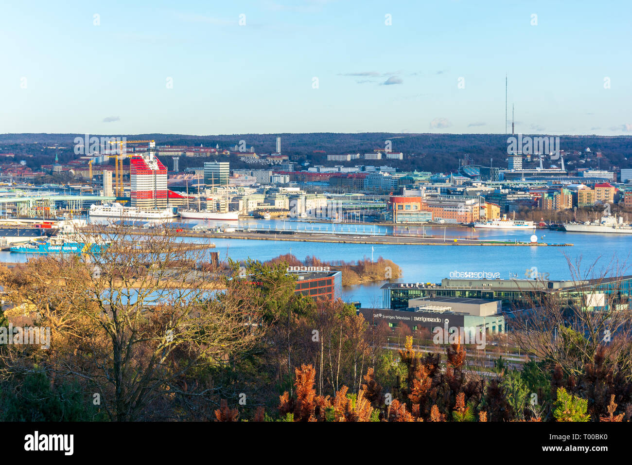 Blick aus der Vogelperspektive auf Göteborg City von der Oberseite der Ramberget Hügel Schweden Stockfoto