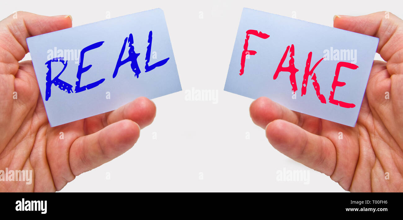 Original oder Fälschung? Wie zu verstehen, was ist richtig und was ist falsch? Stockfoto