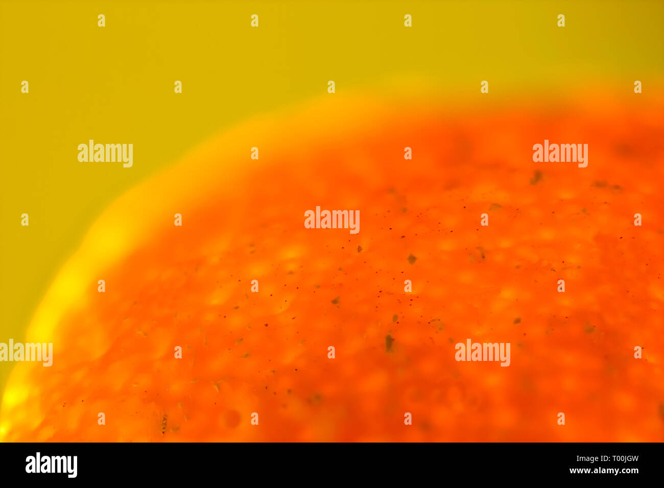 Tangerine Nahaufnahme baclground auf Gelb Stockfoto