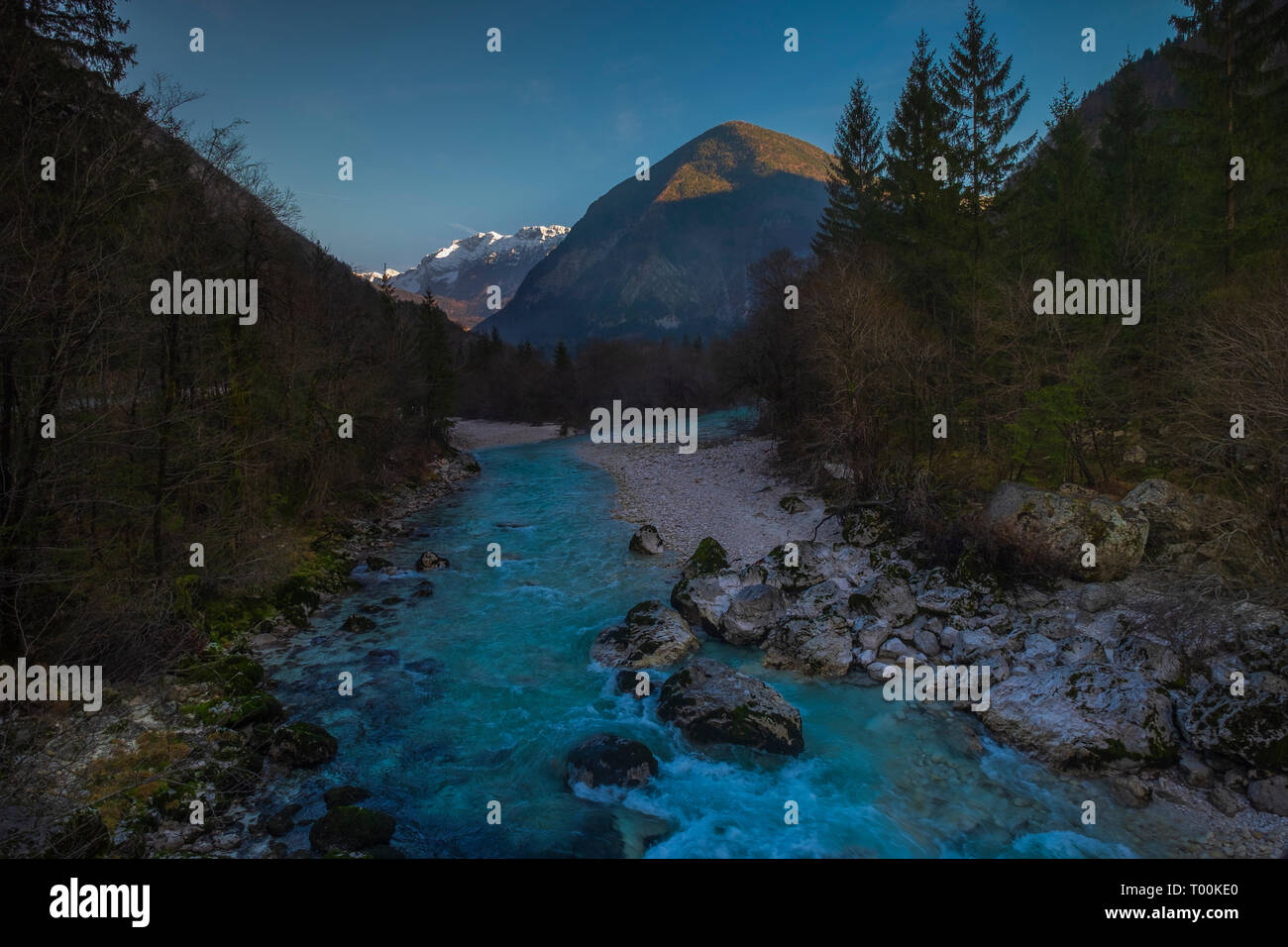 Fluss Soca. Nationalpark Triglav. Slowenien Stockfoto