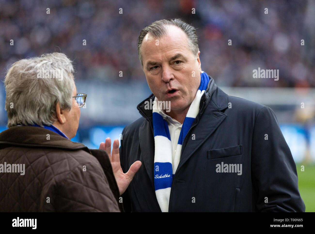 Sport, Fußball, Bundesliga, 2018/2019, FC Schalke 04 vs RB Leipzig 0-1, Veltins Arena Gelsenkirchen, Clemens Toennies, Vorsitzender des Aufsichtsrats (S04), DFL-Bestimmungen verbieten die Verwendung von Fotografien als BILDSEQUENZEN UND/ODER QUASI-VIDEO Stockfoto