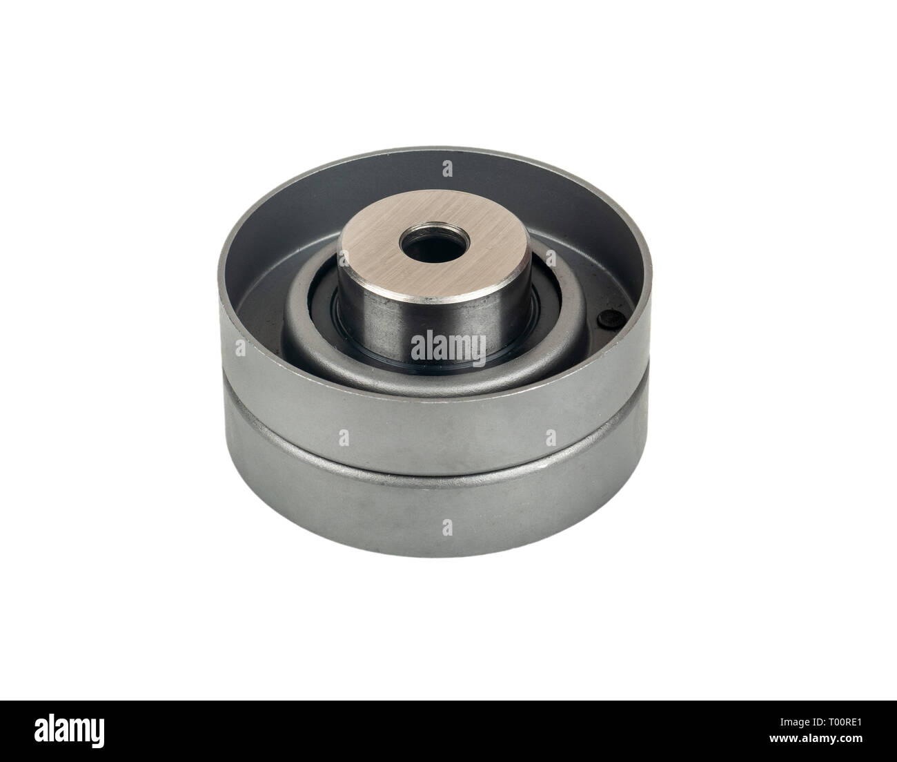 Metall Auto generator Bandrolle auf weißem Hintergrund Stockfoto