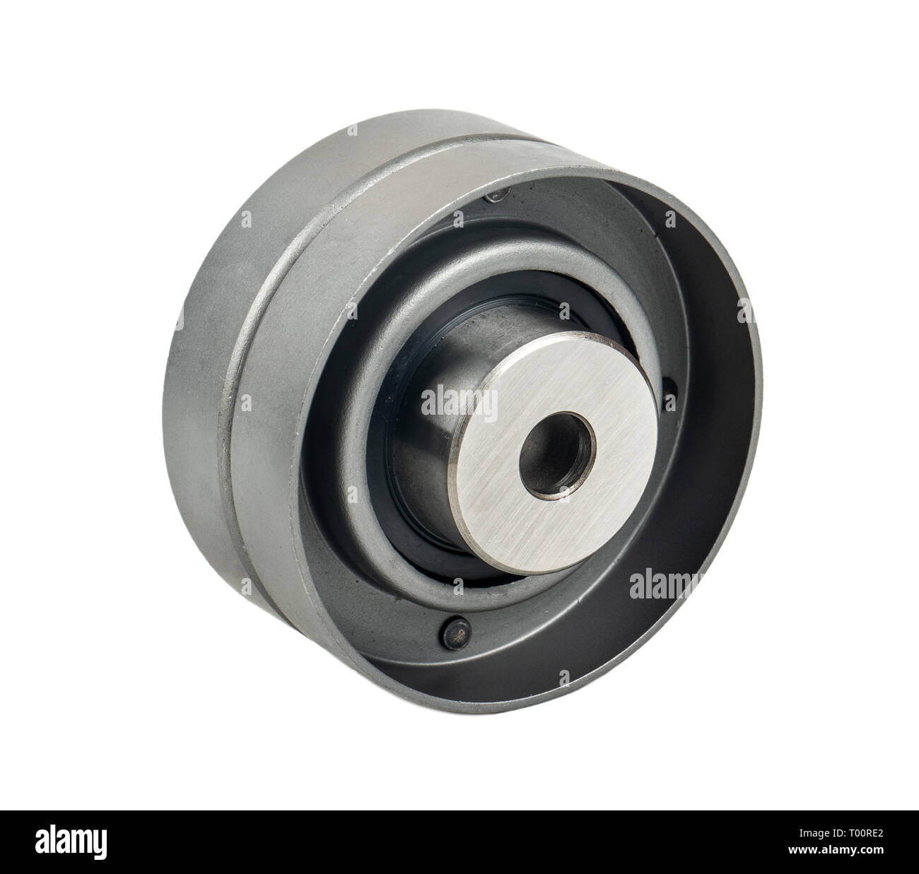 Metall Auto generator Bandrolle auf weißem Hintergrund Stockfoto