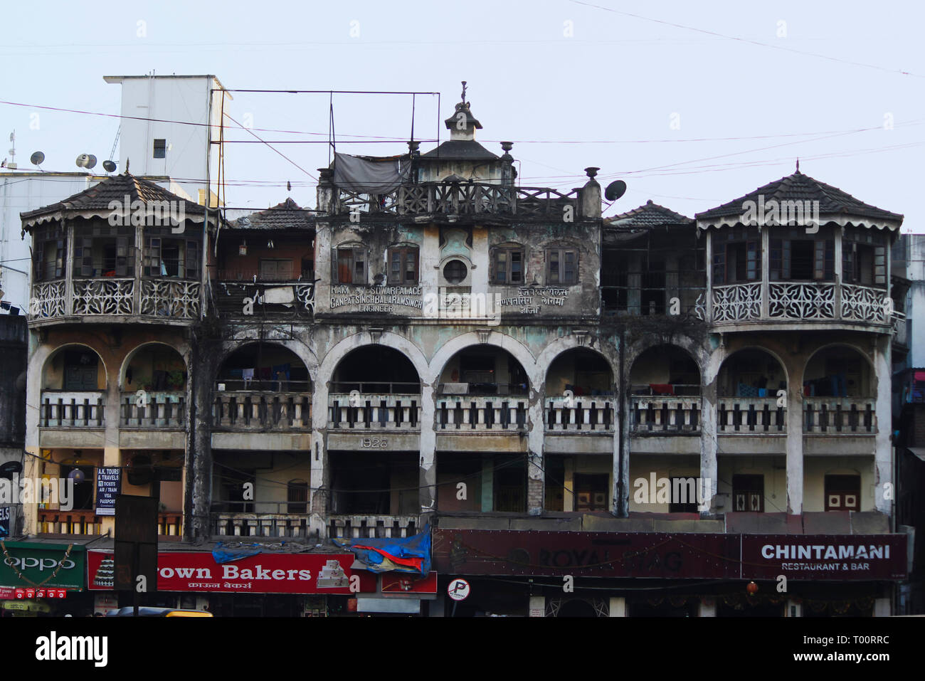 Ein altes Haus in Pune Street, Mahaharshtra, Indien Stockfoto