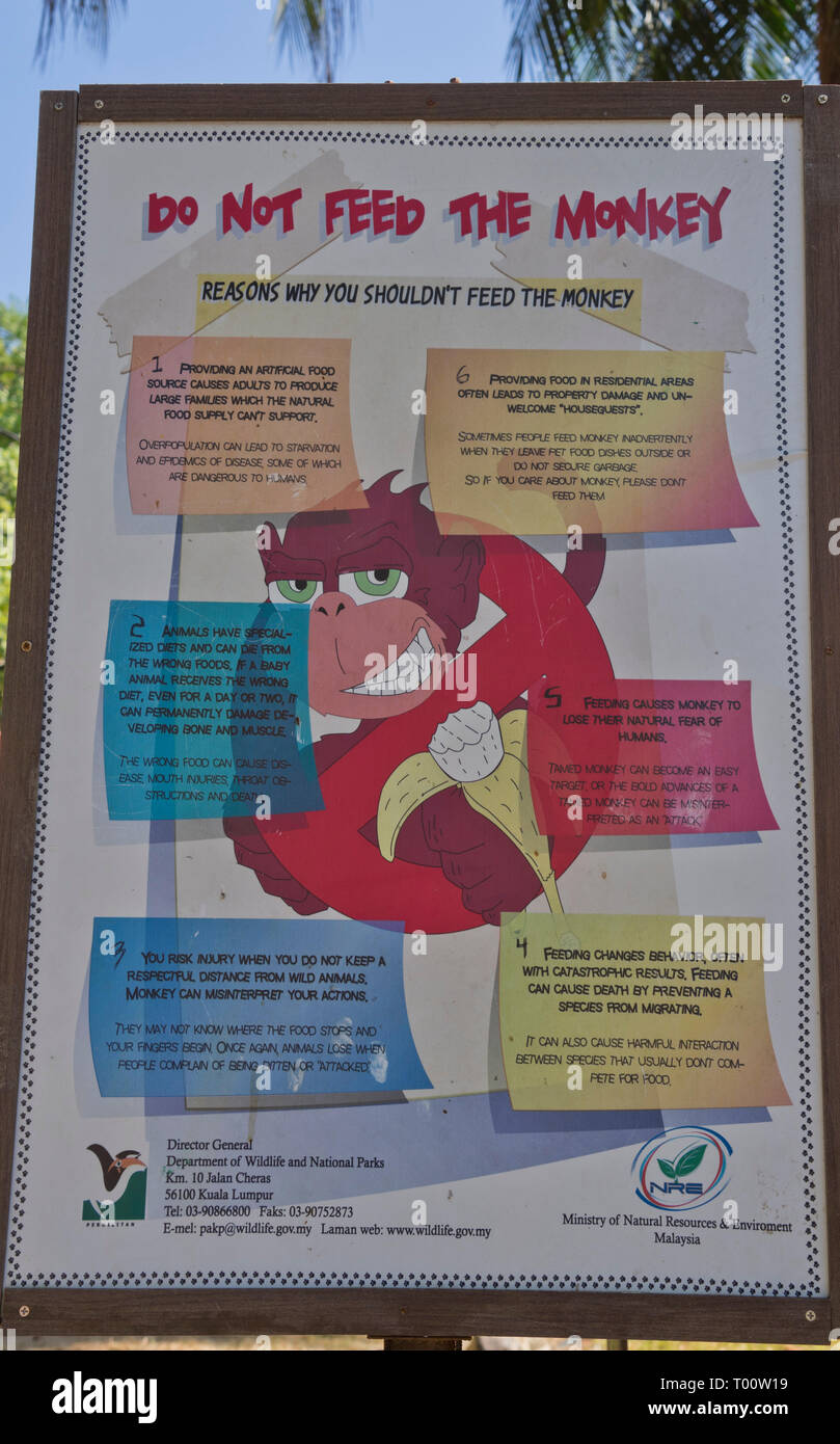 Umweltbewusstsein Poster in einem Naturschutzgebiet auf der Insel Langkawi, Malaysia, Asien Stockfoto