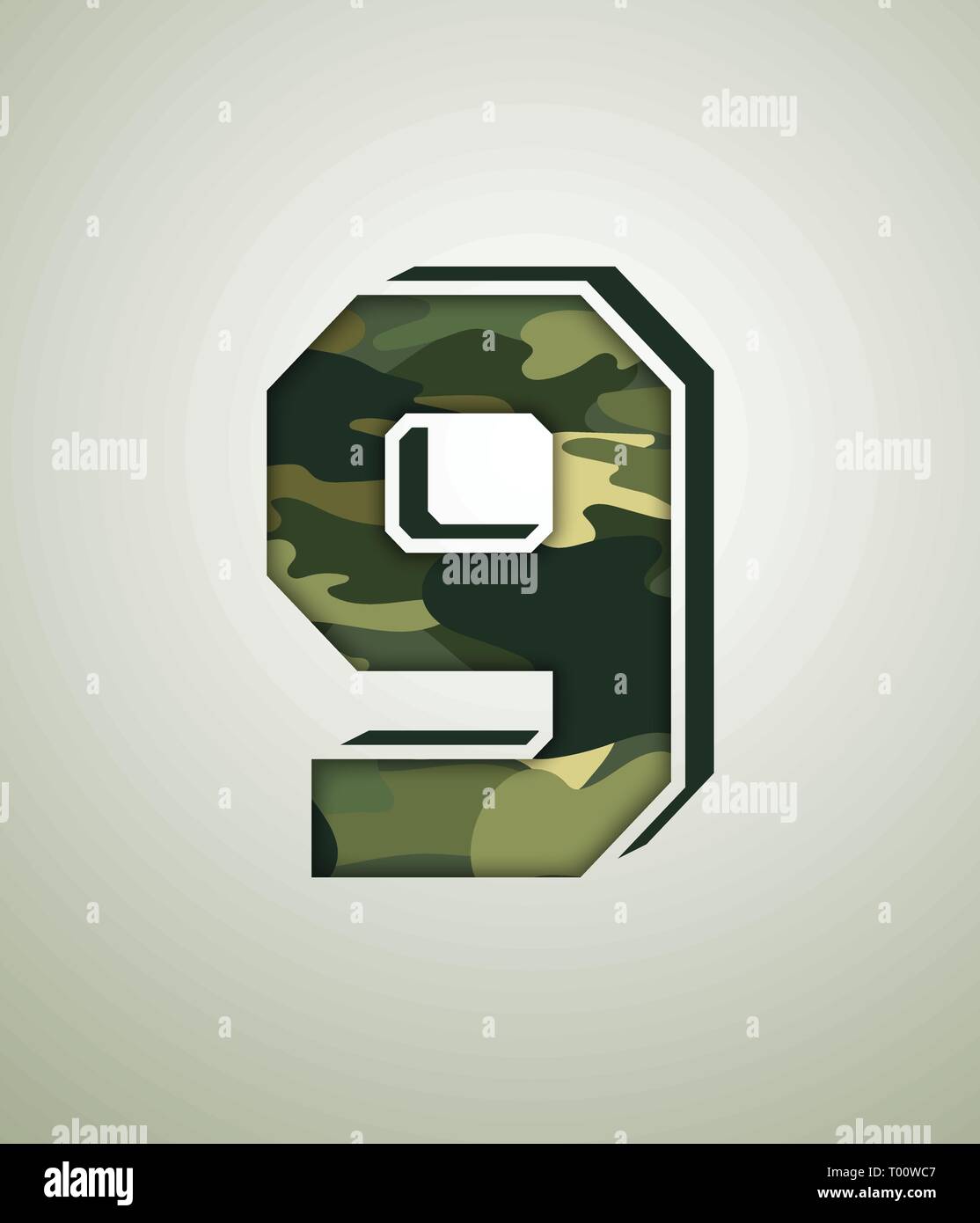 Camouflage Charakter, detaillierte vector Fonts Stock Vektor