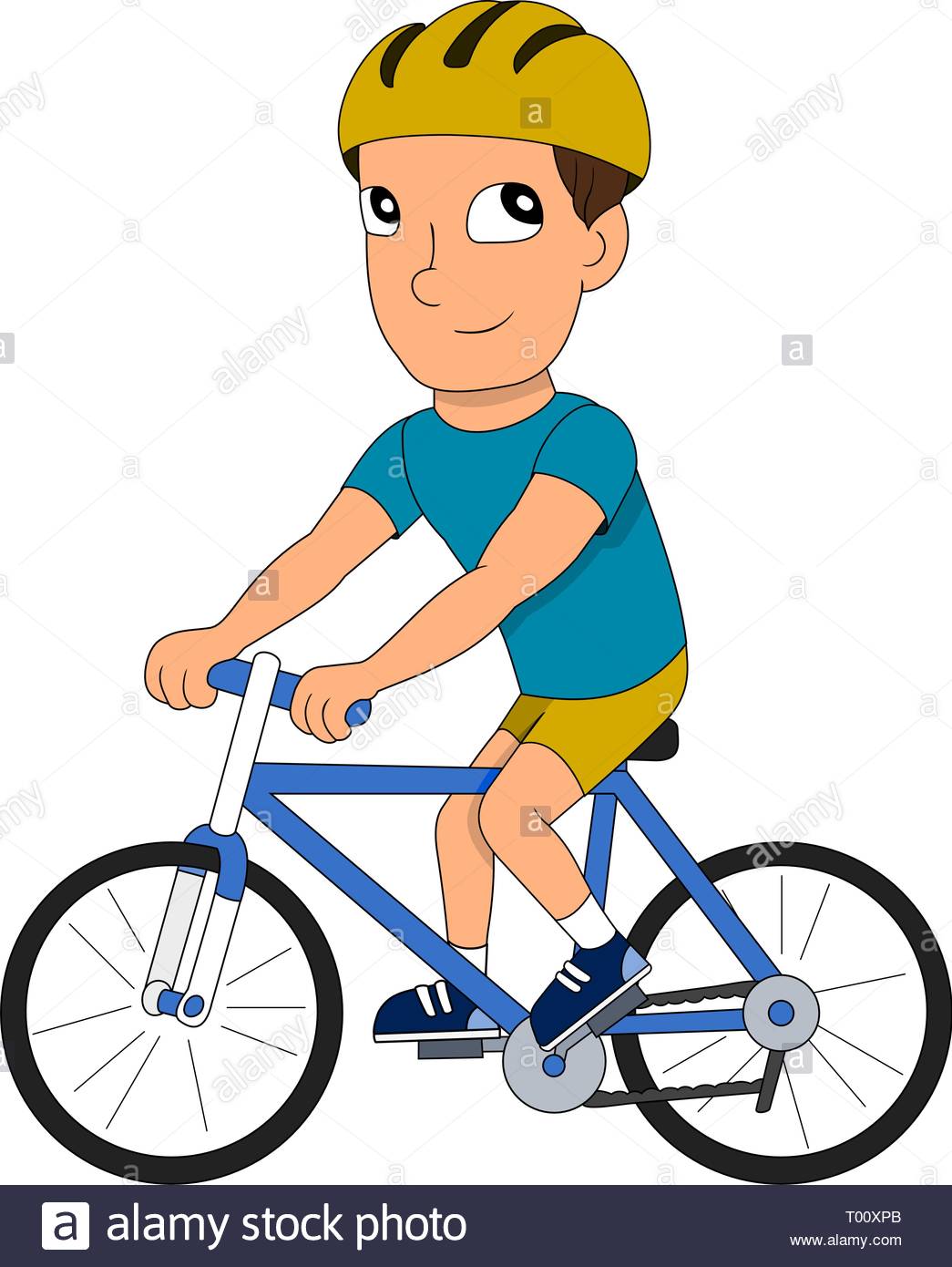 frau klemmt kind mit rucksack auf fahrrad ein cartoon