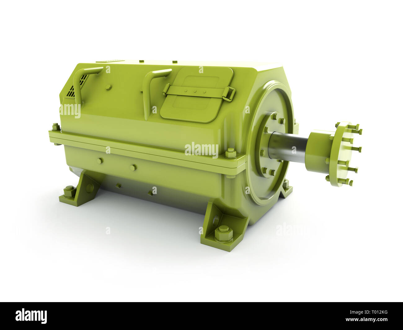 3D-Render von industriellen elektrischen Motor in Grün auf Weiß Stockfoto