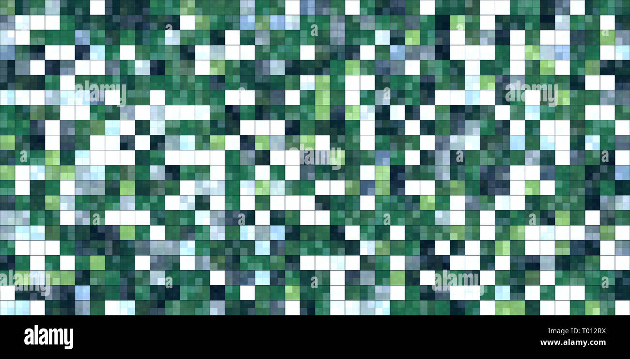 Grün weißen Fliesen farbigen Quadraten. Buntes Mosaik Textur. Helle Füllung geometrische Kulisse. Nahtlose Hintergründe. Stockfoto