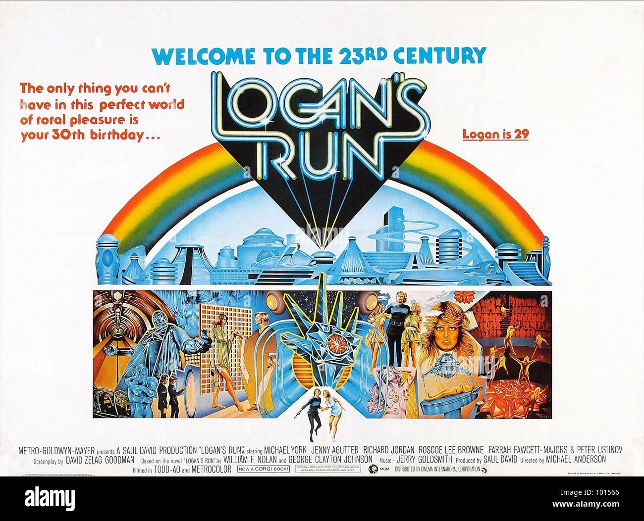 MICHAEL YORK, Jenny Agutter, Farrah Fawcett FILMPLAKAT, LOGAN'S RUN, 1976 Stockfoto