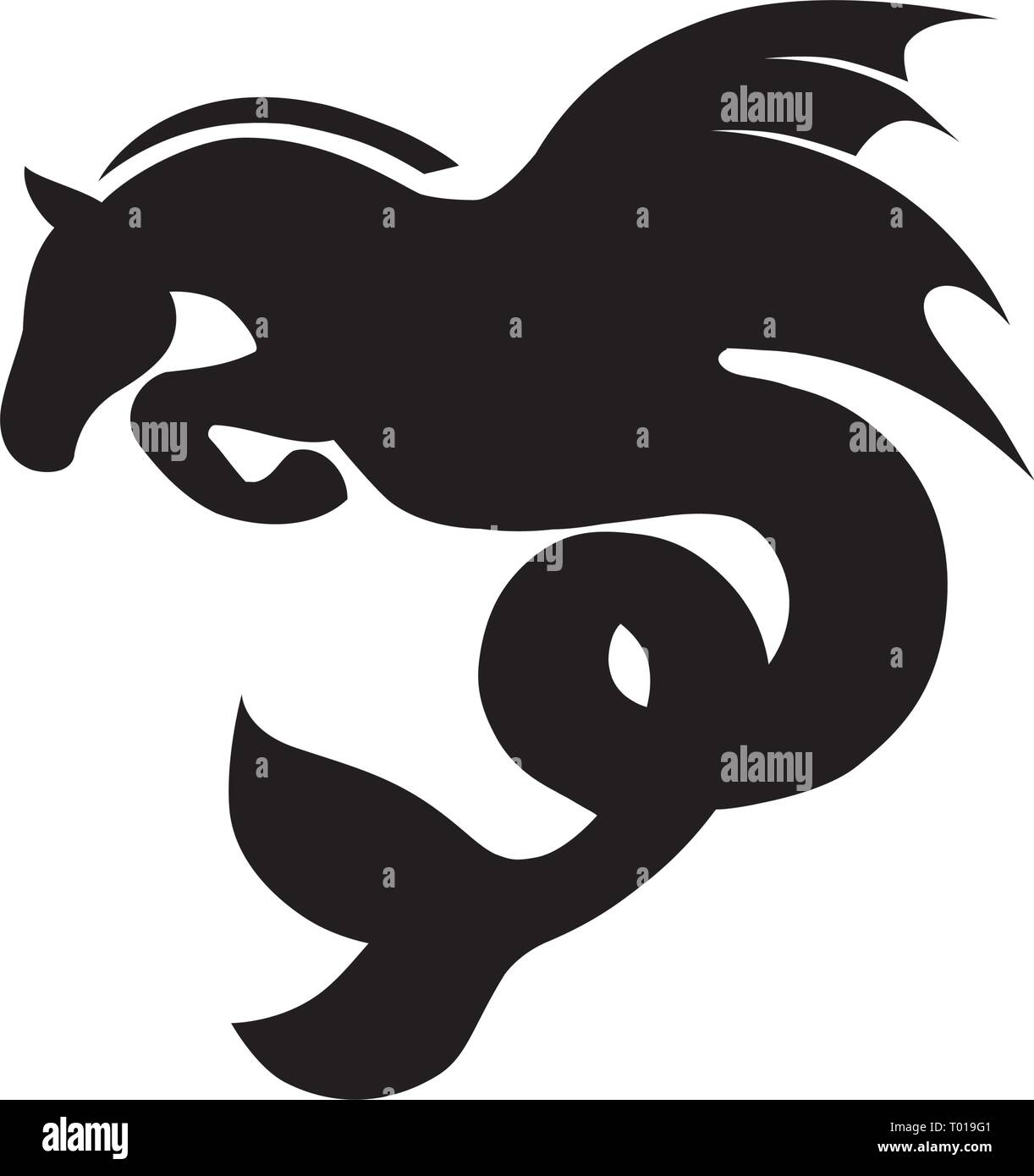 Hippocampus, mythologische Sea Horse Logo Stock Vektor