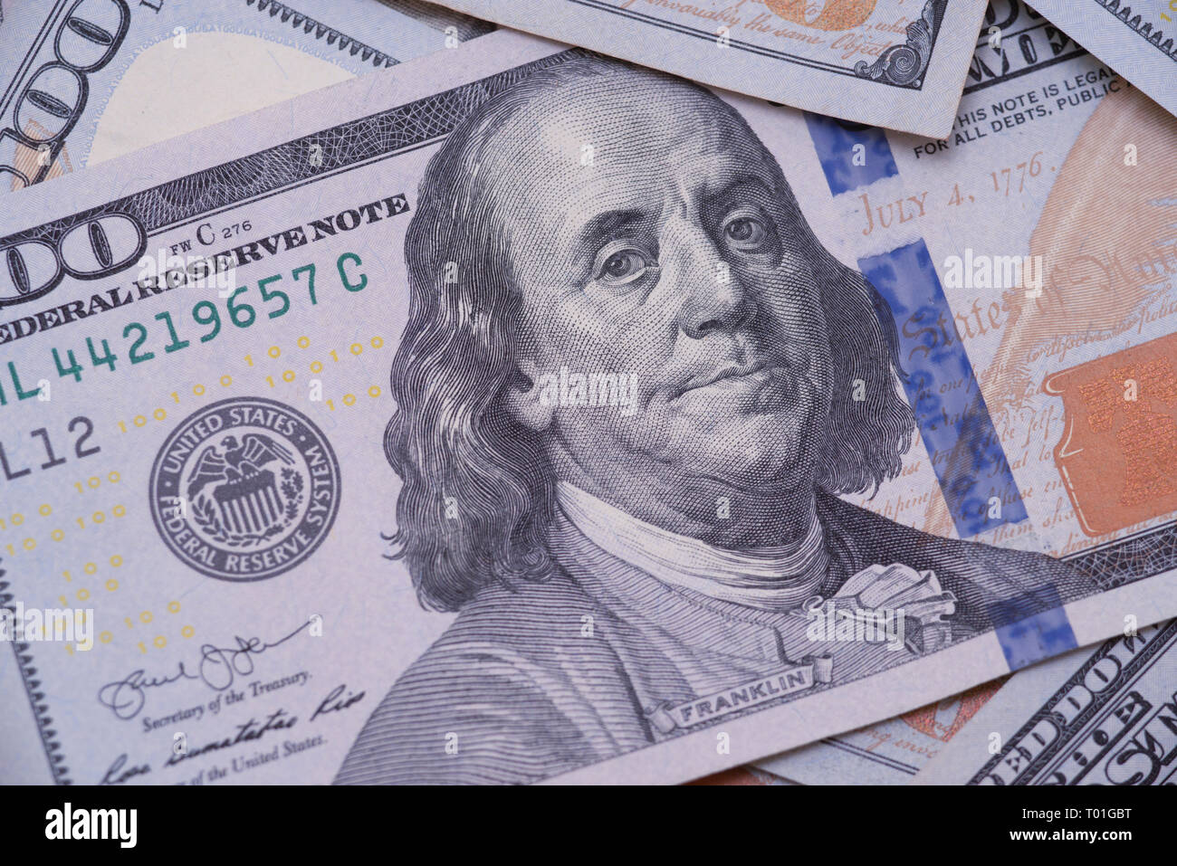 United States Hundert-Euro-Scheine Stockfoto