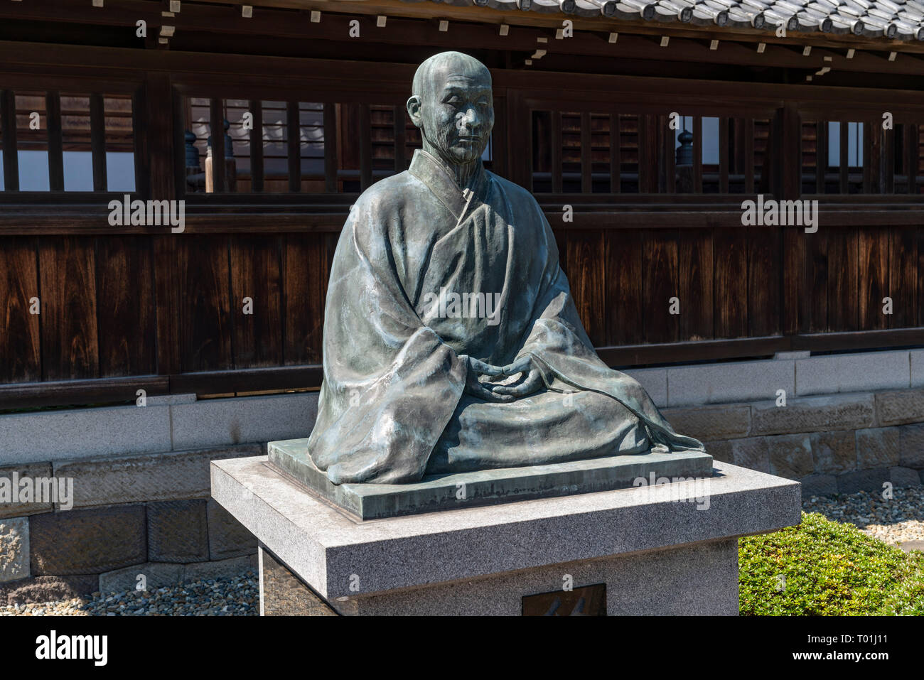 Statue von Sawaki Kodo Roshi, Sengaku-ji, Minato-Ku, Tokyo, Japan. Stockfoto