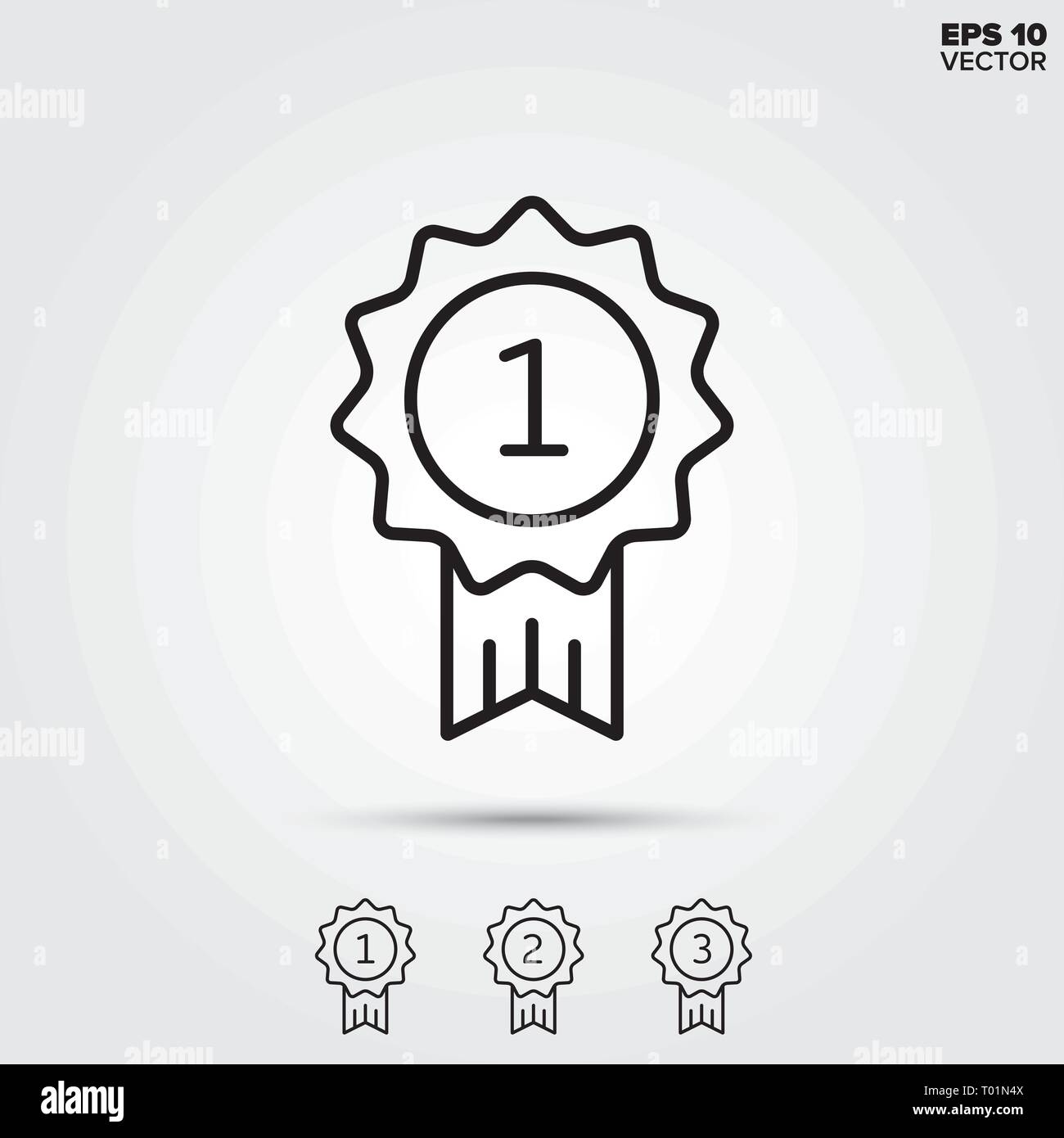 Abzeichen für Gewinner, den zweiten und dritten Platz. Moderne Linie Symbole. EPS 10 Vektorgrafiken. Stock Vektor