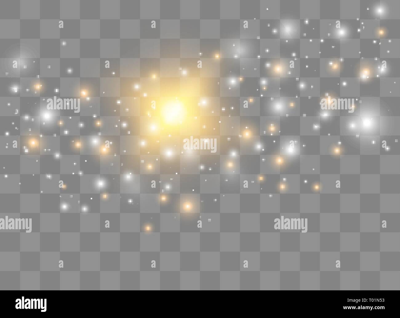 Funken glitter besonderen Lichteffekt. Vektor funkelt auf transparentem Hintergrund. Weihnachten abstraktes Muster. Funkelnde Magie Staubpartikel. Stock Vektor