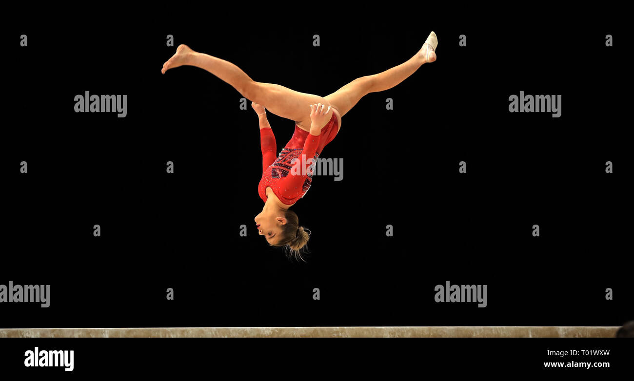 Amelia Morgan während der Gymnastik Britischen Meisterschaften 2019 im M&S Bank Arena, Liverpool. Stockfoto