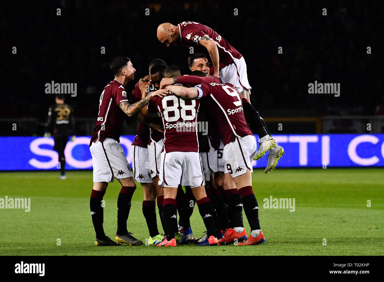 Turin, Italien. 16. März 2019. Während der Serie A TIM Fußballspiel zwischen Torino FC und FC Bologna im Stadio Grande Torino am 16. Mars, 2019 in Turin, Italien. Quelle: FABIO UDINE/Alamy leben Nachrichten Stockfoto