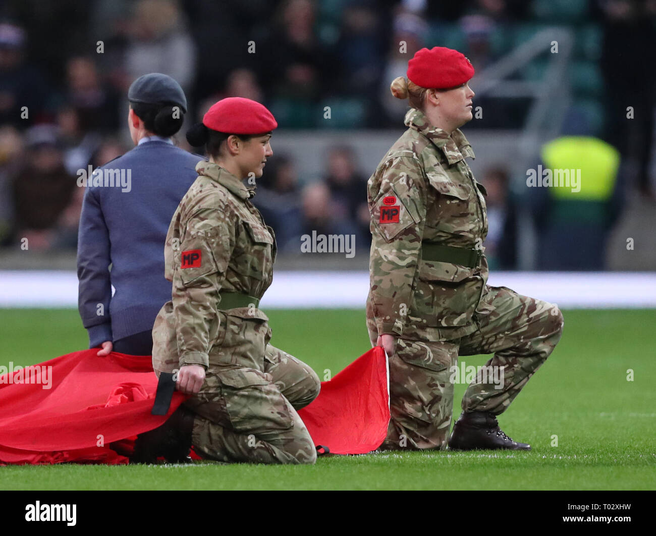 London, Großbritannien. 16 Mär, 2019. Royal Military Police während der Guinness sechs Nationen Übereinstimmung zwischen England und Schottland bei Twickenham Stadium. Quelle: European Sports Fotografische Agentur/Alamy leben Nachrichten Stockfoto
