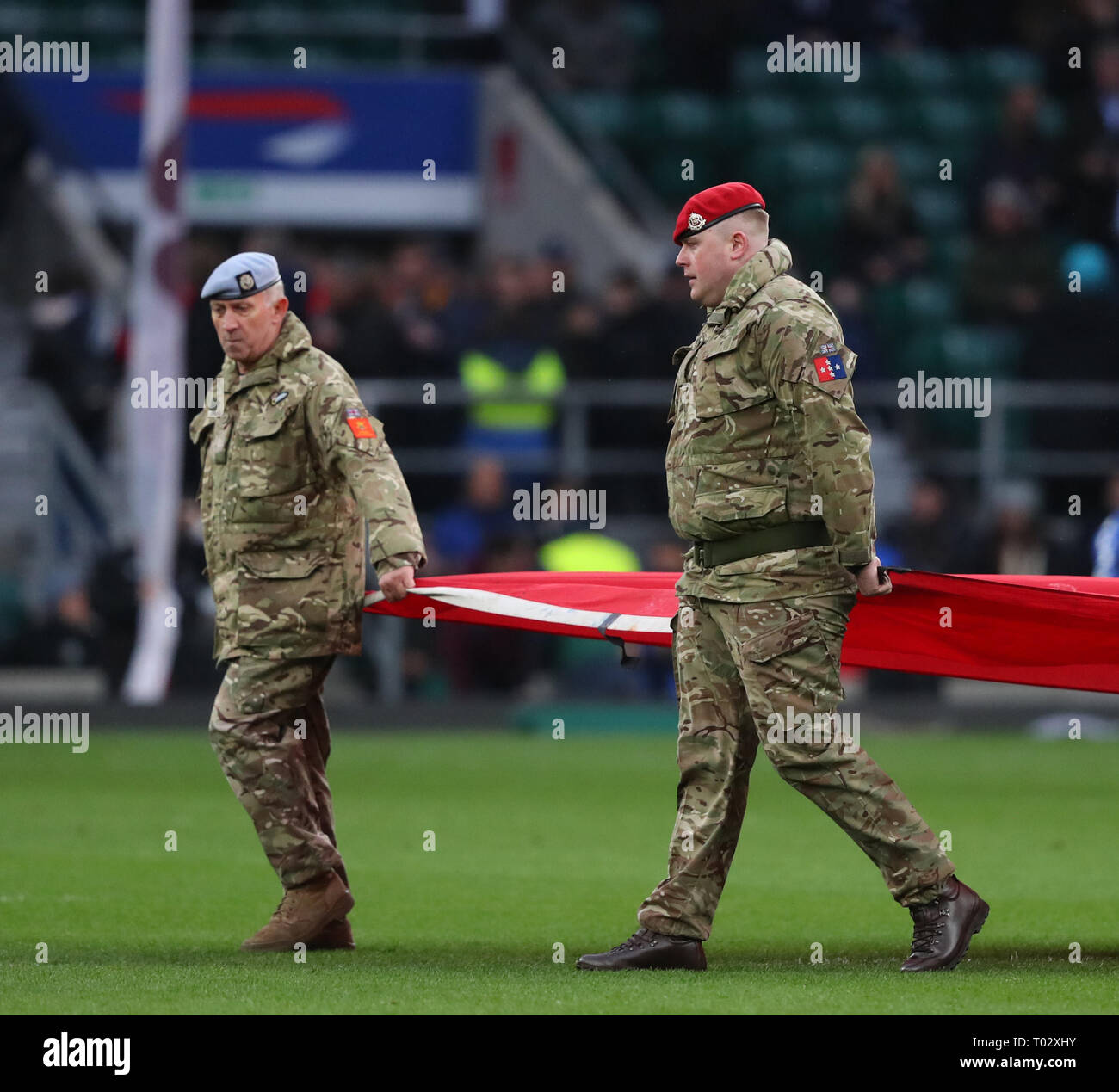 London, Großbritannien. 16 Mär, 2019. Royal Military Police während der Guinness sechs Nationen Übereinstimmung zwischen England und Schottland bei Twickenham Stadium. Quelle: European Sports Fotografische Agentur/Alamy leben Nachrichten Stockfoto