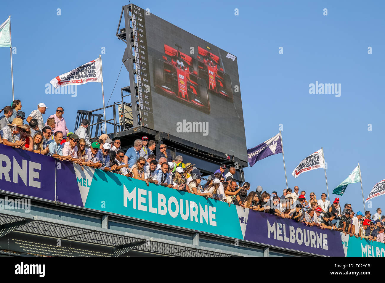 Melbourne, Australien. 17. März 2019. FIA-Formel-1-Weltmeisterschaft 2019 - Formel Eins Rolex Grand Prix von Australien. Siegertreppchen Feiern nach Rennen 1 Credit: Brett Keating/Alamy leben Nachrichten Stockfoto