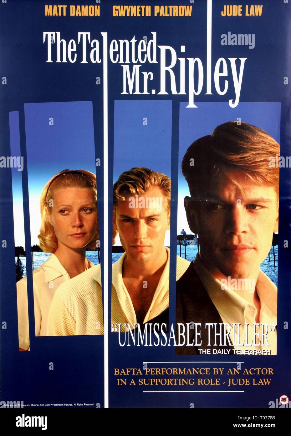 Gwyneth Paltrow Jude Law Matt Damon Plakat Der Talentierte Mr Ripley 1999 Stockfotografie 