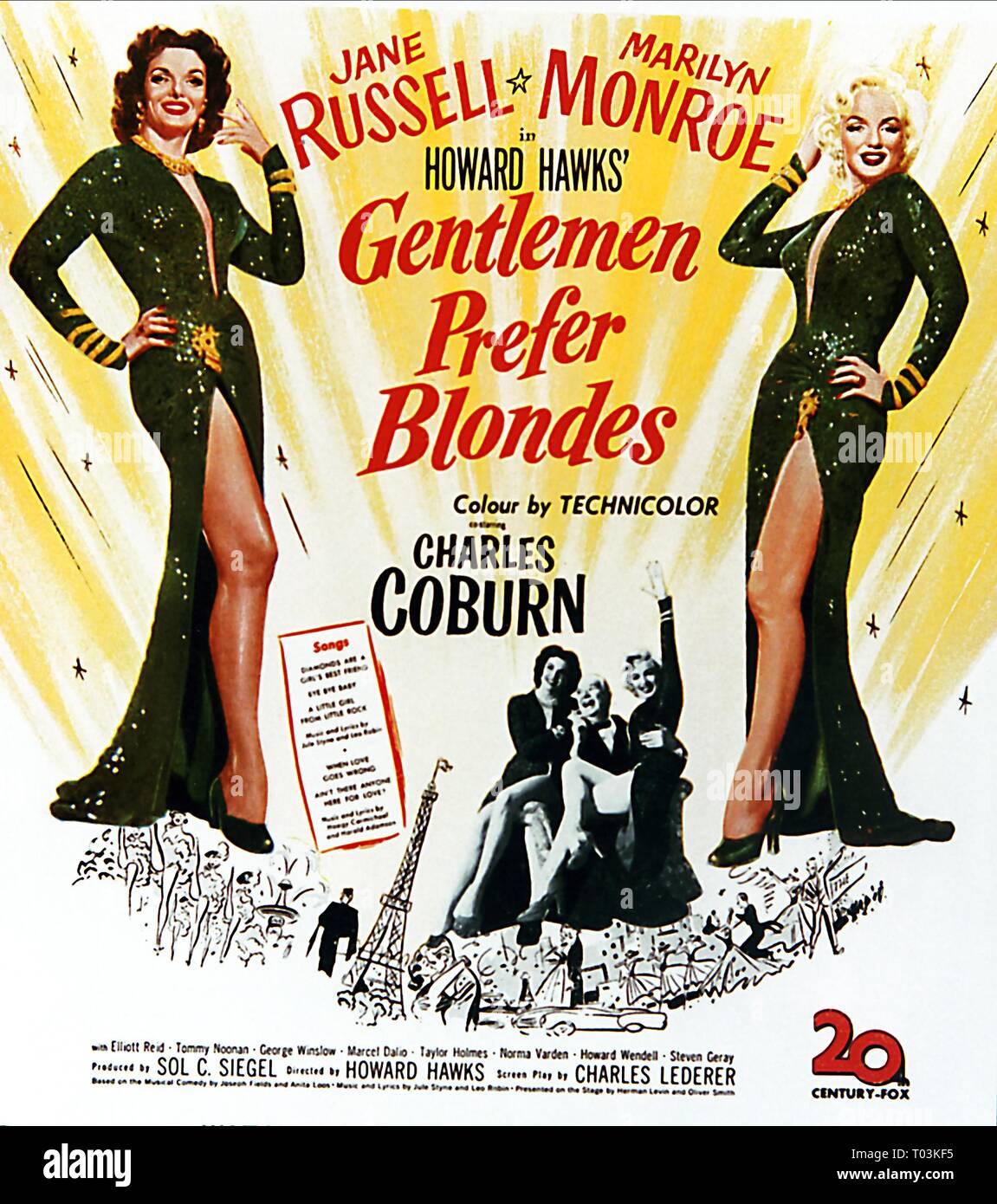 JANE RUSSELL, Marilyn Monroe POSTER, Blondinen bevorzugt, 1953 Stockfoto