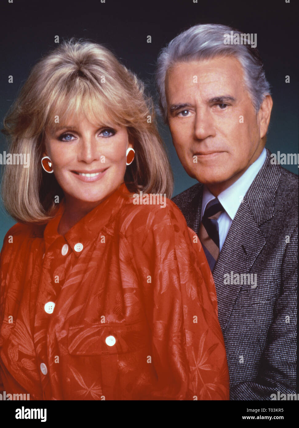 LINDA EVANS, JOHN FORSYTHE, Dynastie, 1981 Stockfoto