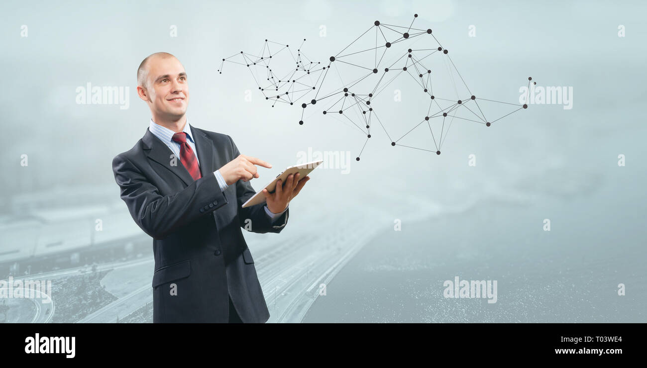 Moderne Technologien für Unternehmen. Mixed Media Stockfoto