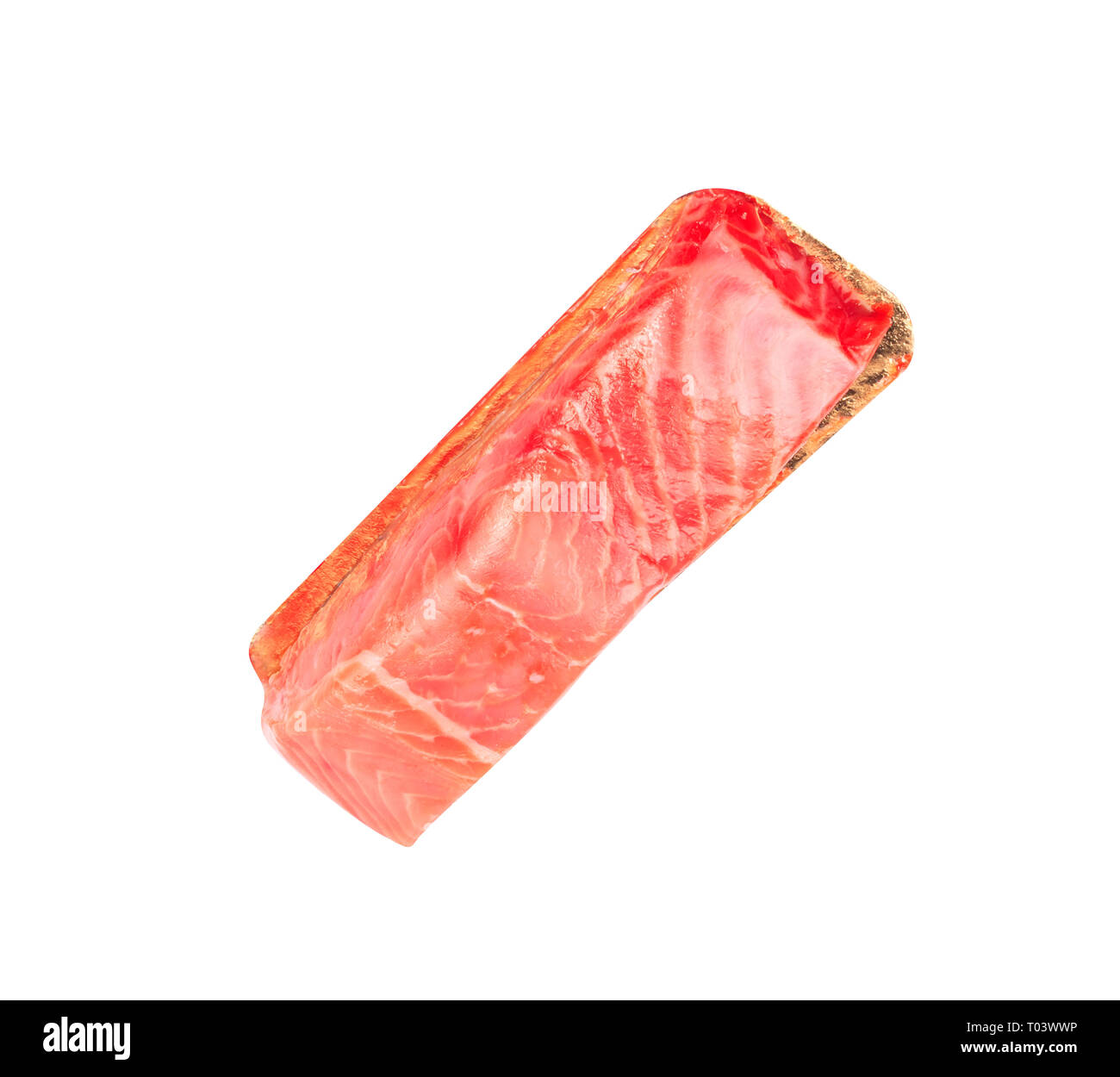 Stück rot Fischfilet isoliert auf weiss Stockfoto