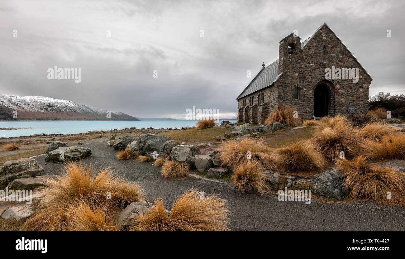 Kirche des Guten Hirten, Lake Tekapo, Neuseeland. Stockfoto