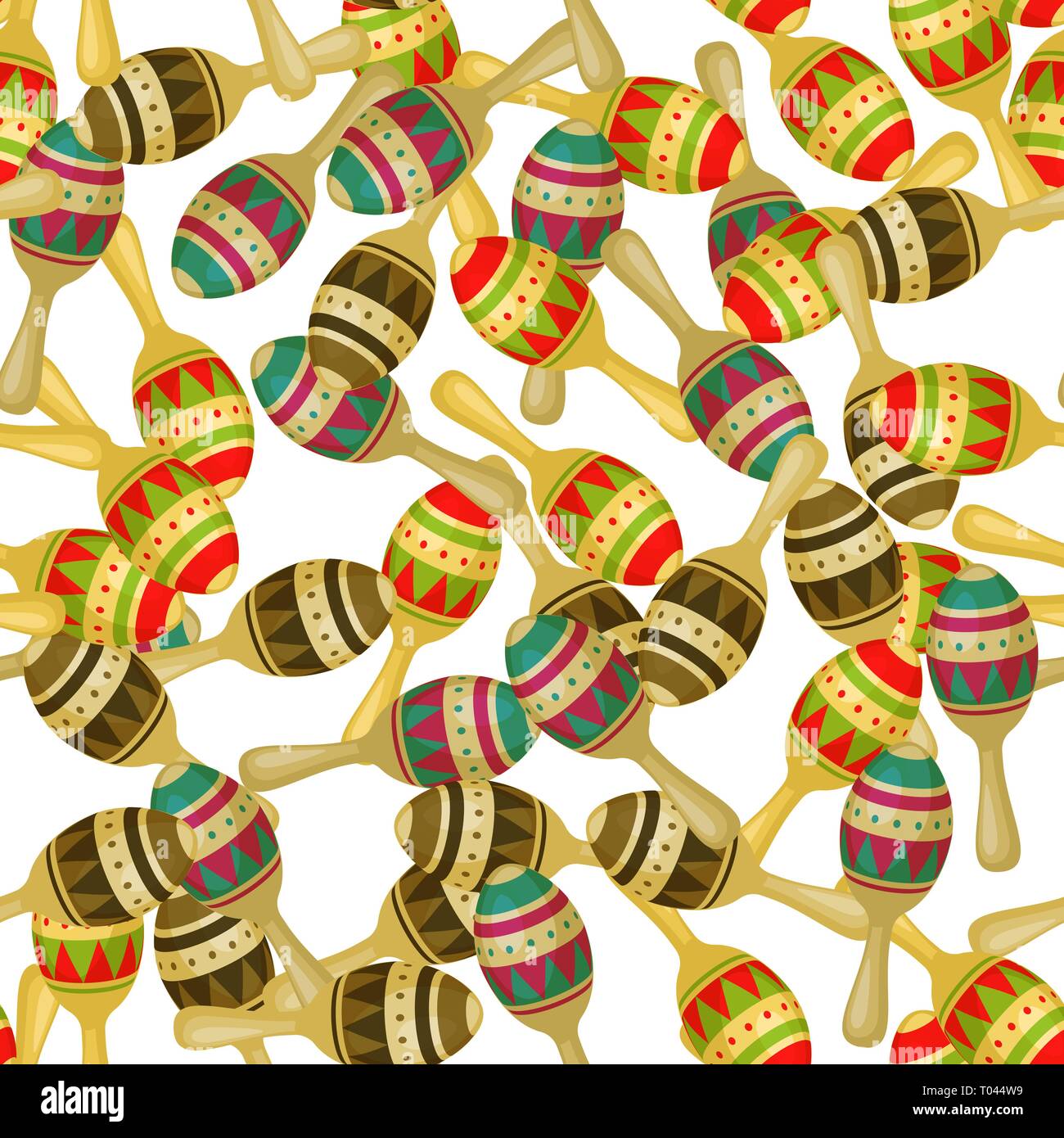 Nahtlose Muster der mexikanischen Kultur Symbole Maracas. Vector Illustration Stock Vektor