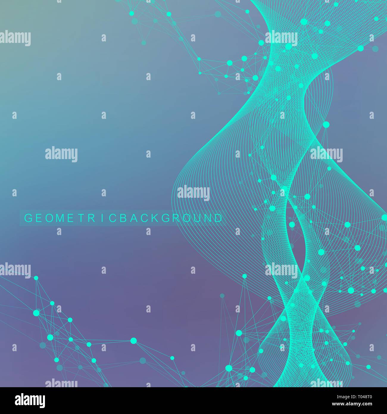 Große genomische Daten Visualisierung. DNA-Helix, DNA-Strang, DNA Test. Molekül oder Atom, Neuronen. Abstrakte Struktur für Wissenschaft oder medizinischen Hintergrund Stock Vektor