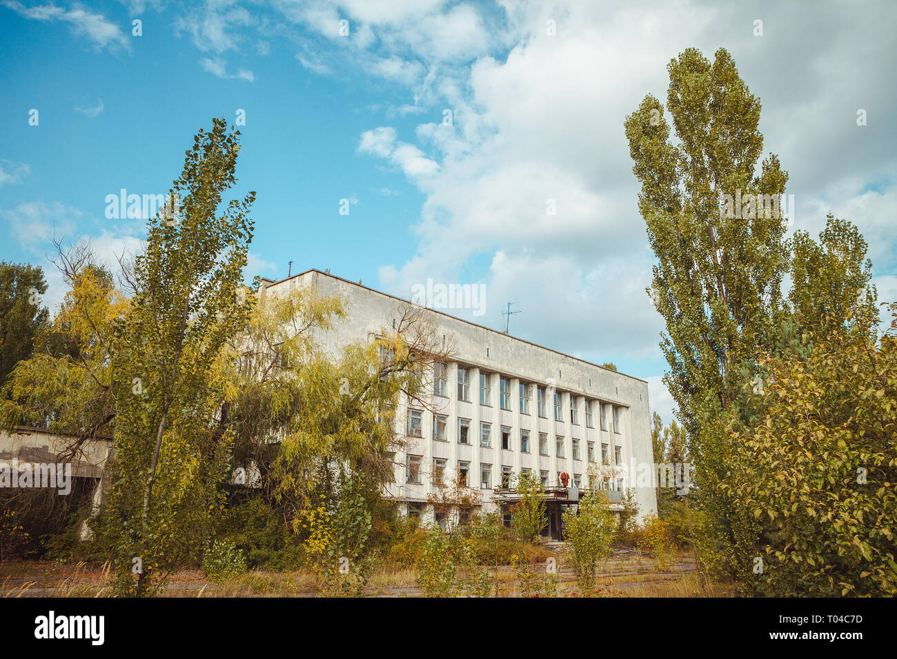 Gebäude und Straßen in Tschernobyl Sperrzone. Radioaktive Zone in der