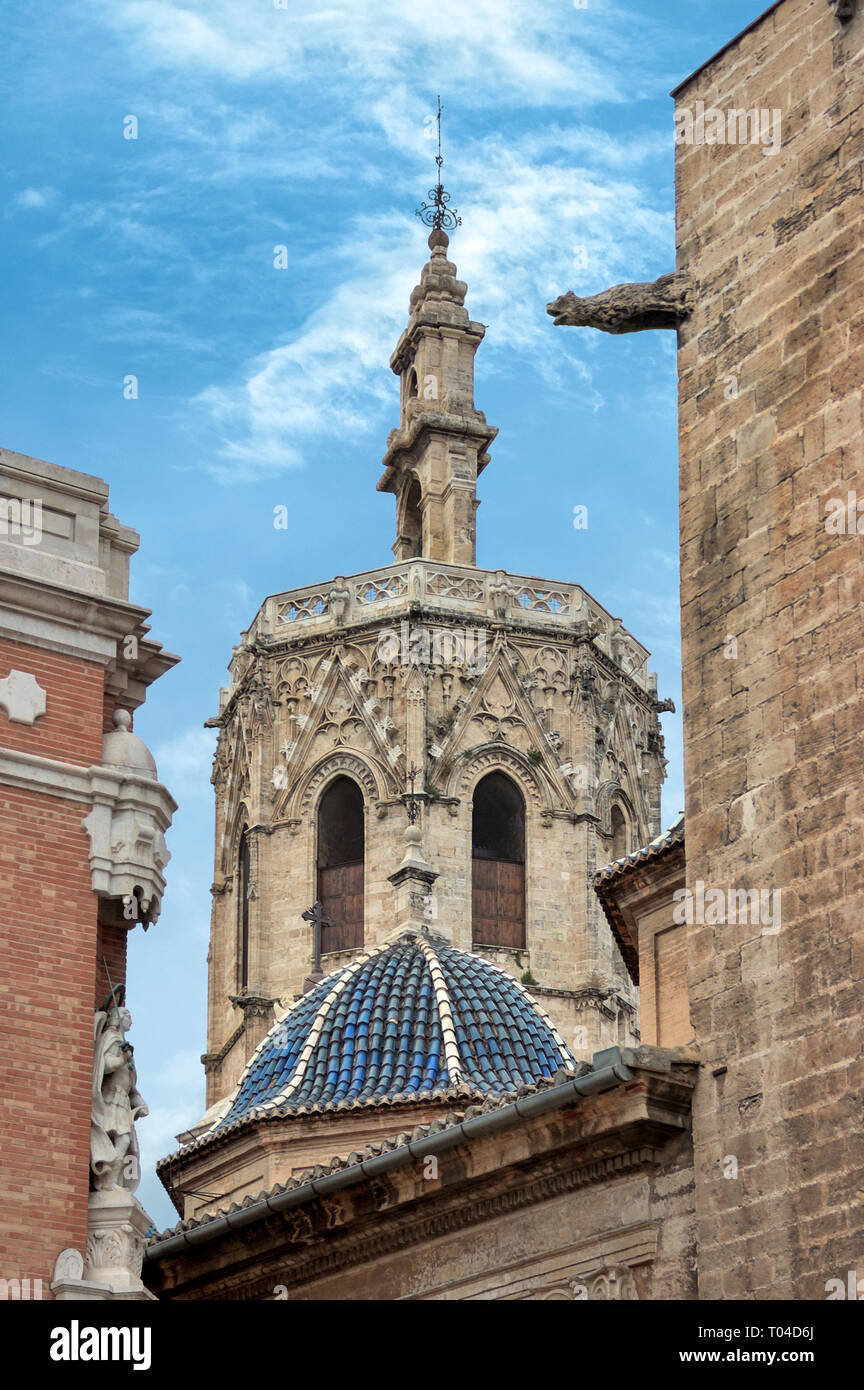 Miguelete Turm, St. Mary's Cathedral oder die Kathedrale von Valencia, Valencia, Spanien. Stockfoto