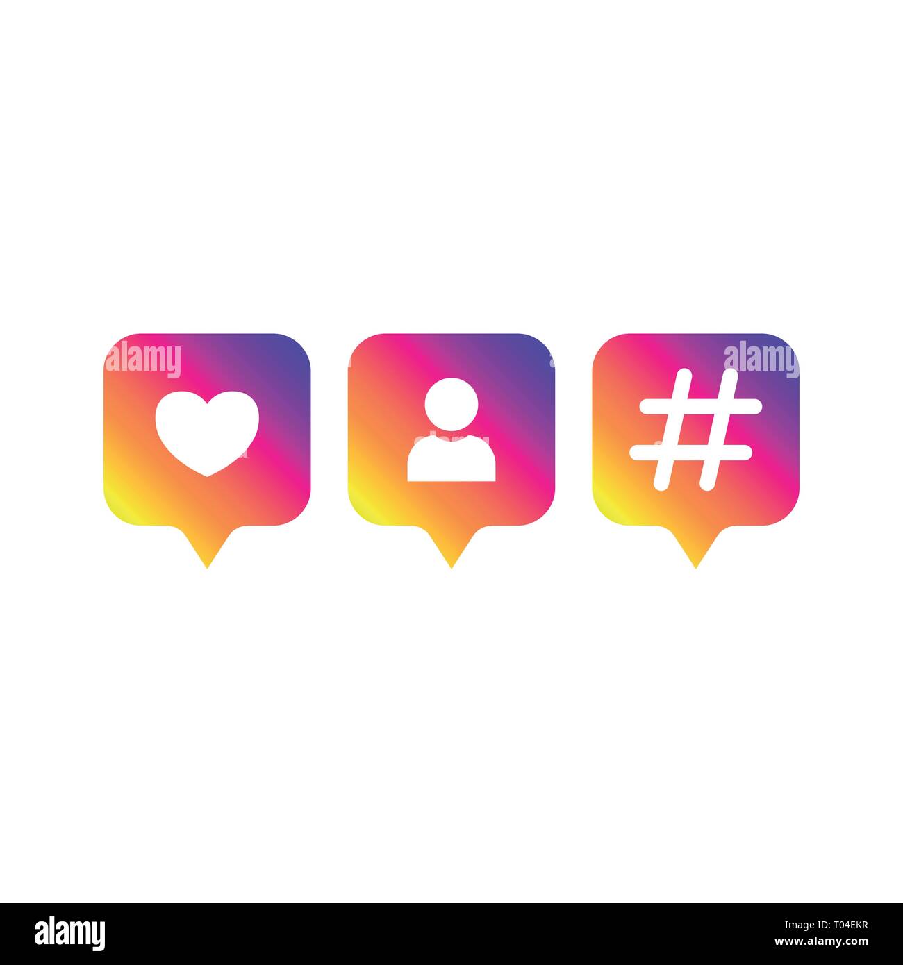 Social Media modern, wie, Follower, Hashtag gradient Farbe. Wie, Nachfolger, "Kommentar", Icon, Symbol, Ui, App, Web. Vector Illustration. EPS 10. Stock Vektor