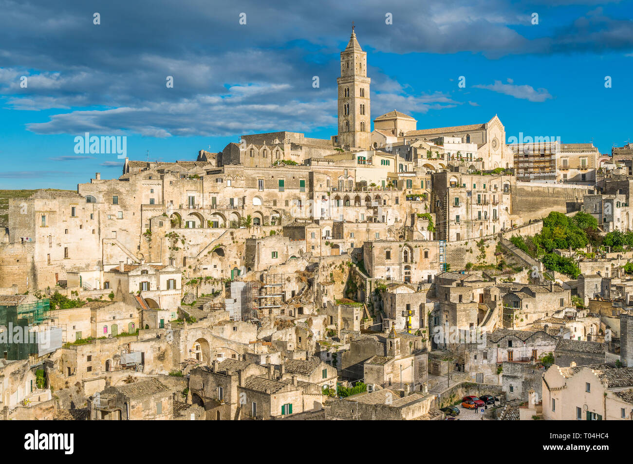 Malerischer Blick auf die 'Sassi' Bezirk in Matera, in der Region Basilicata, Italien. Stockfoto