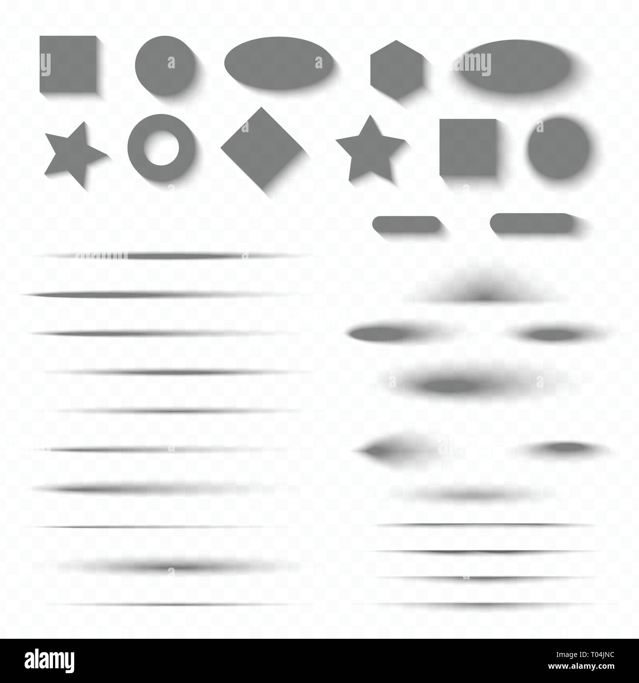 Schatten mit weichen Kanten auf transparentem Hintergrund isoliert. Elemente für Produkt Design. Vector Illustration Stock Vektor