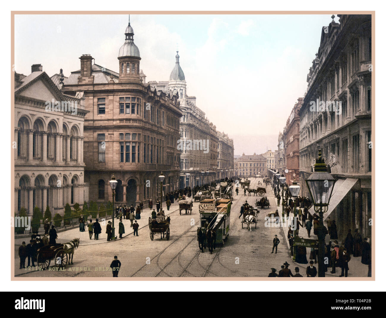 Jahrgang 1900 Photochrom bild Royal Avenue. Belfast. Co Antrim, Irland ca. 1890-1900 Stockfoto