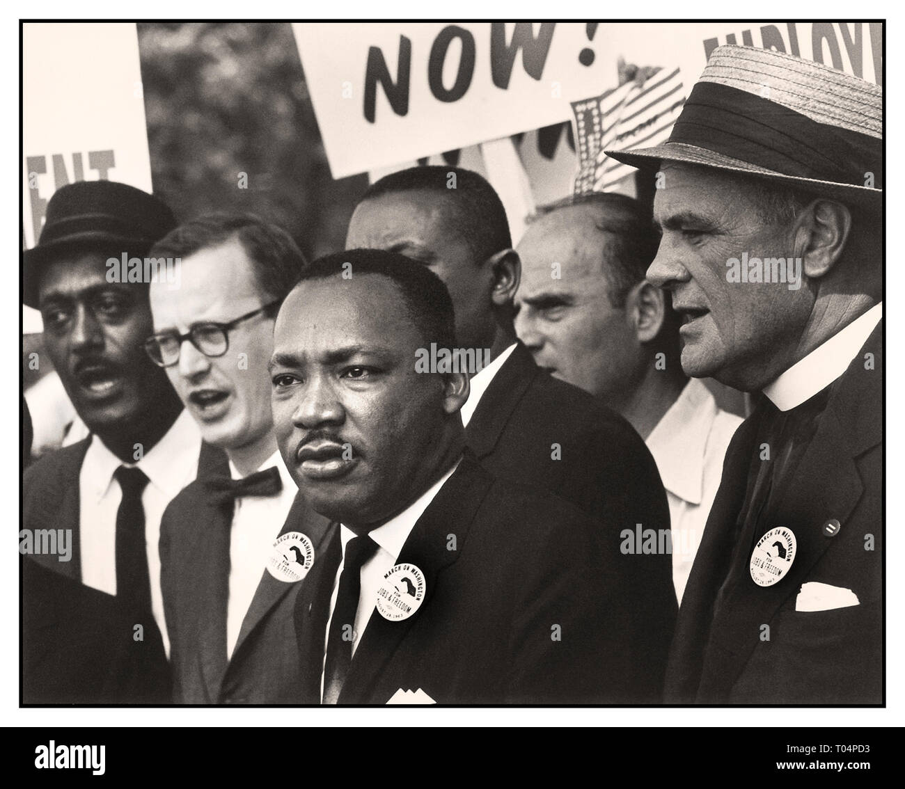 Dr. MARTIN LUTHER KING Bürgerrechte "Marsch auf Washington, D.C." für Jobs und Freiheit." Dr. Martin Luther King, Jr. und Mathew Ahmann mit bürgerlichen Rechte Demonstranten in Washington DC USA August 28 1963 Datum 28. August 1963 Stockfoto