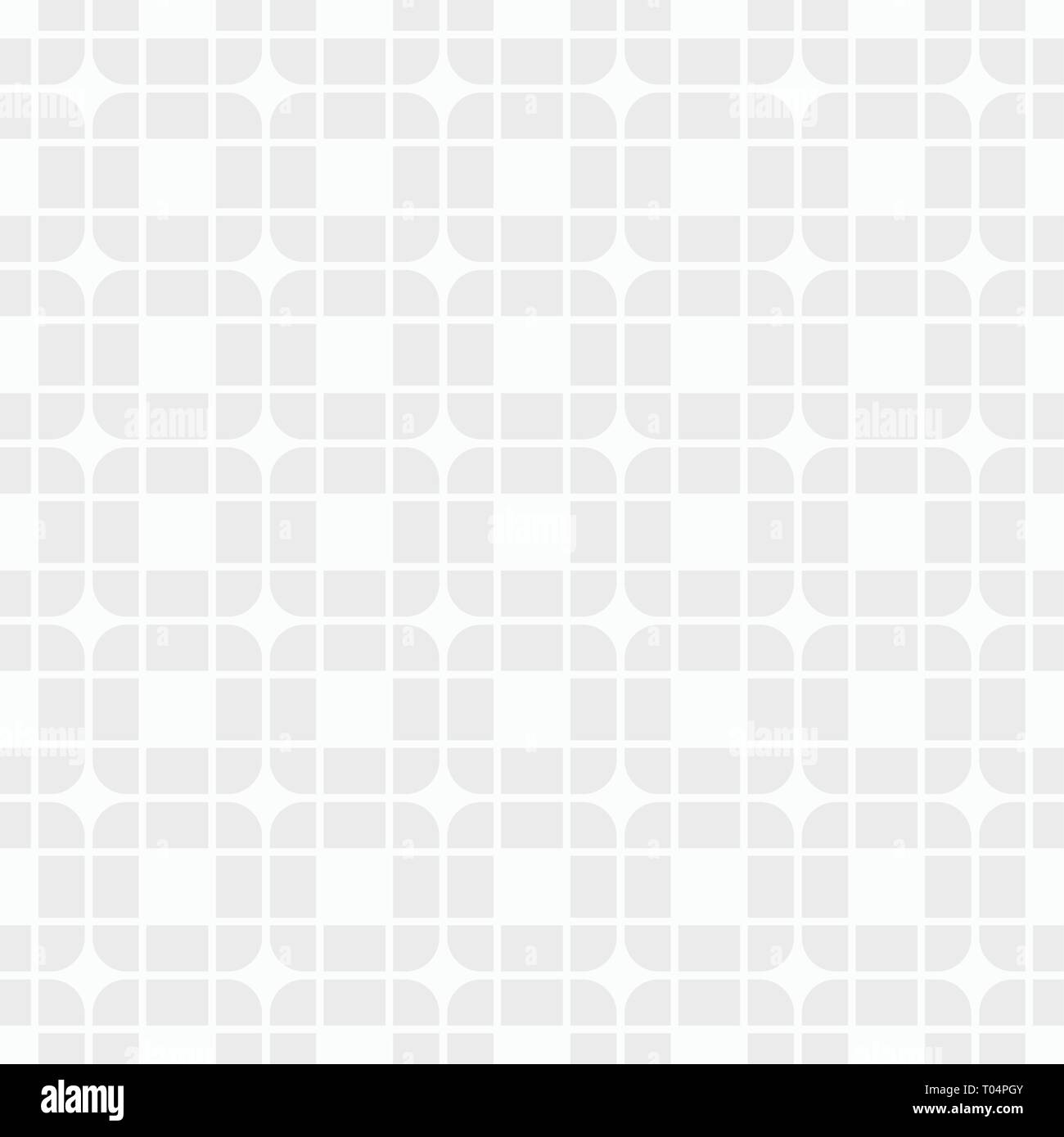 Abstrakte geometrische nahtlose Muster von gerundeten Fliesen. Moderne, elegante Textur. Weiße und graue geometrische Struktur. Contemporary Graphic Design. Vektor. Stock Vektor
