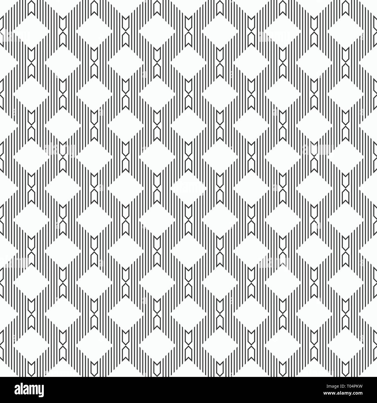 Vektor nahtlose Muster der gestreiften Rauten. Ethnische geometrische Verzierung. Moderne, elegante Textur. Monochromen Hintergrund. Stock Vektor