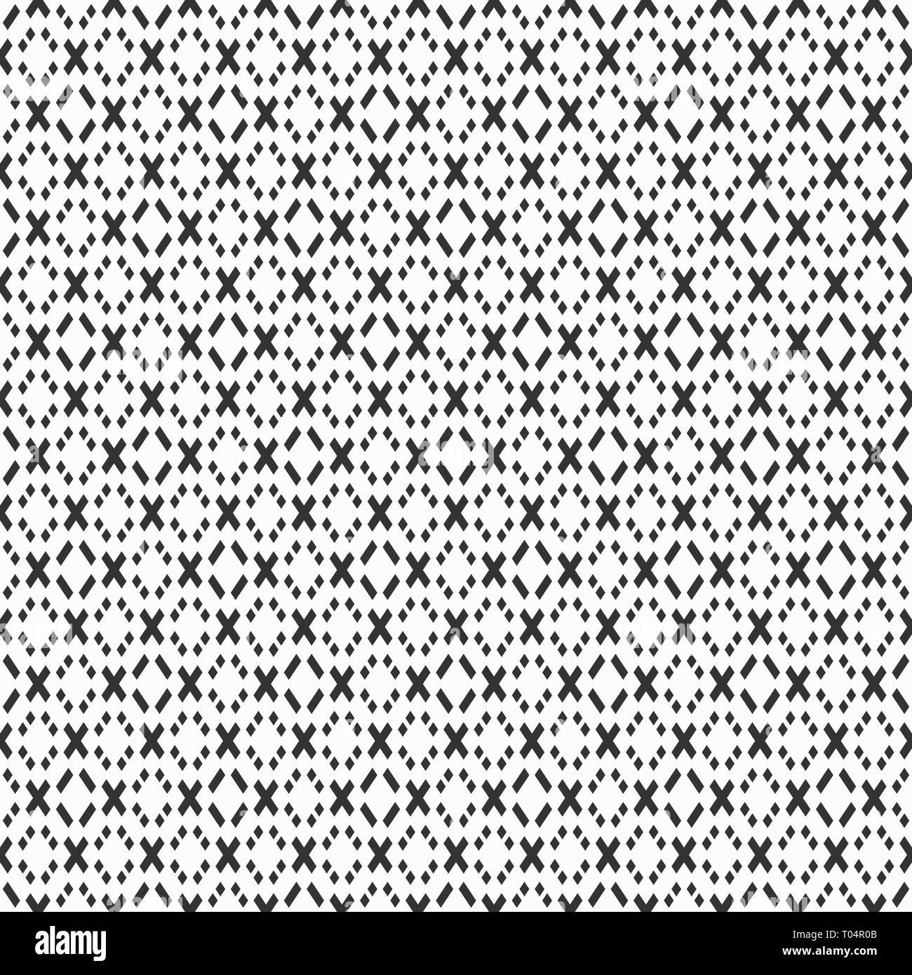 Zusammenfassung nahtlose Muster. Wiederkehrende geometrische Verzierung von Rauten, Vierecke, Kreuze. Moderne, elegante Textur. Minimalistischer kontrast Grafik drucken Stock Vektor