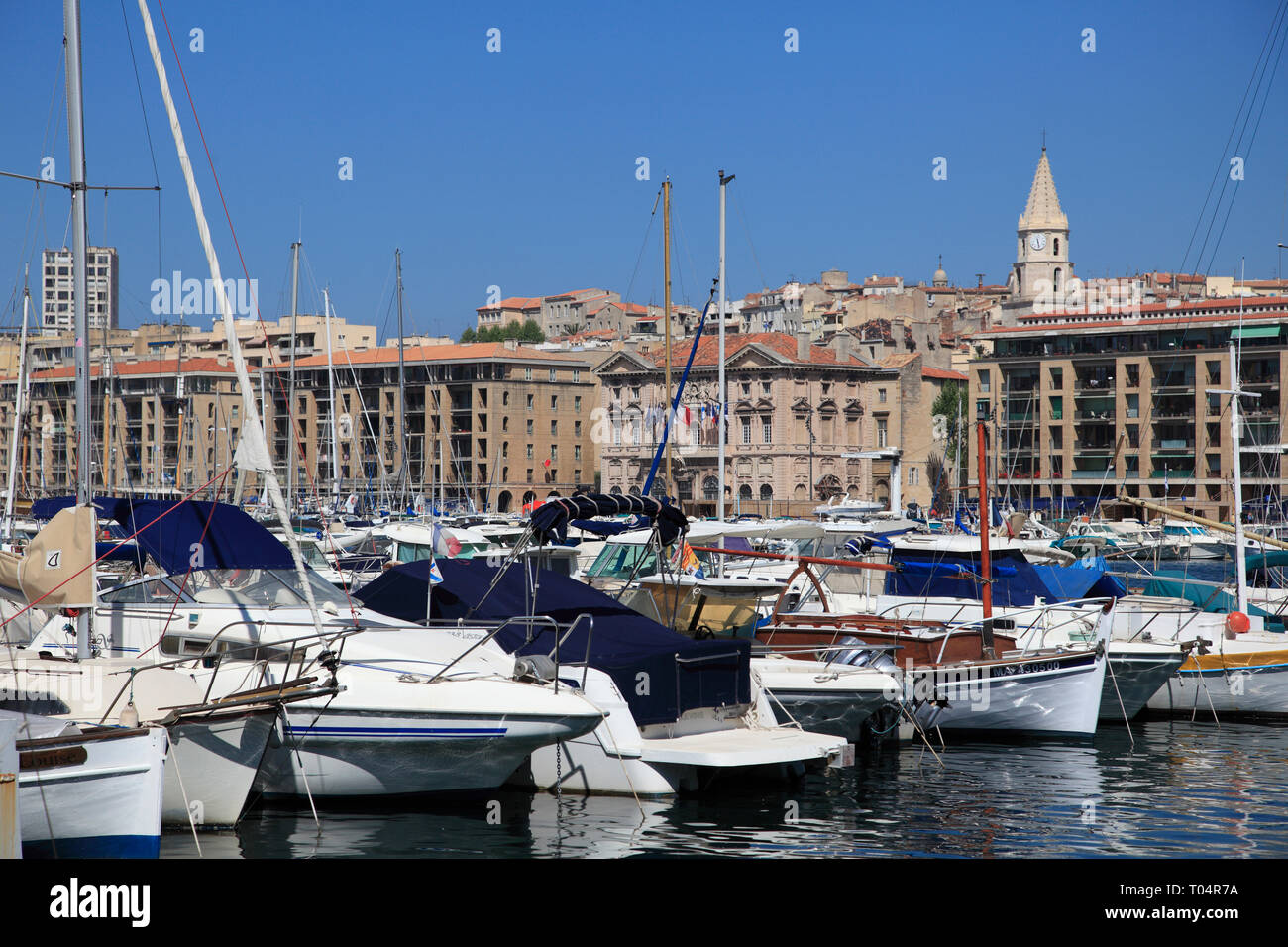 Vieux Port, der alte Hafen, Hafen, Marseille, Bouches du Rhone, Provence Alpes Cote d'Azur, Frankreich, Europa Stockfoto