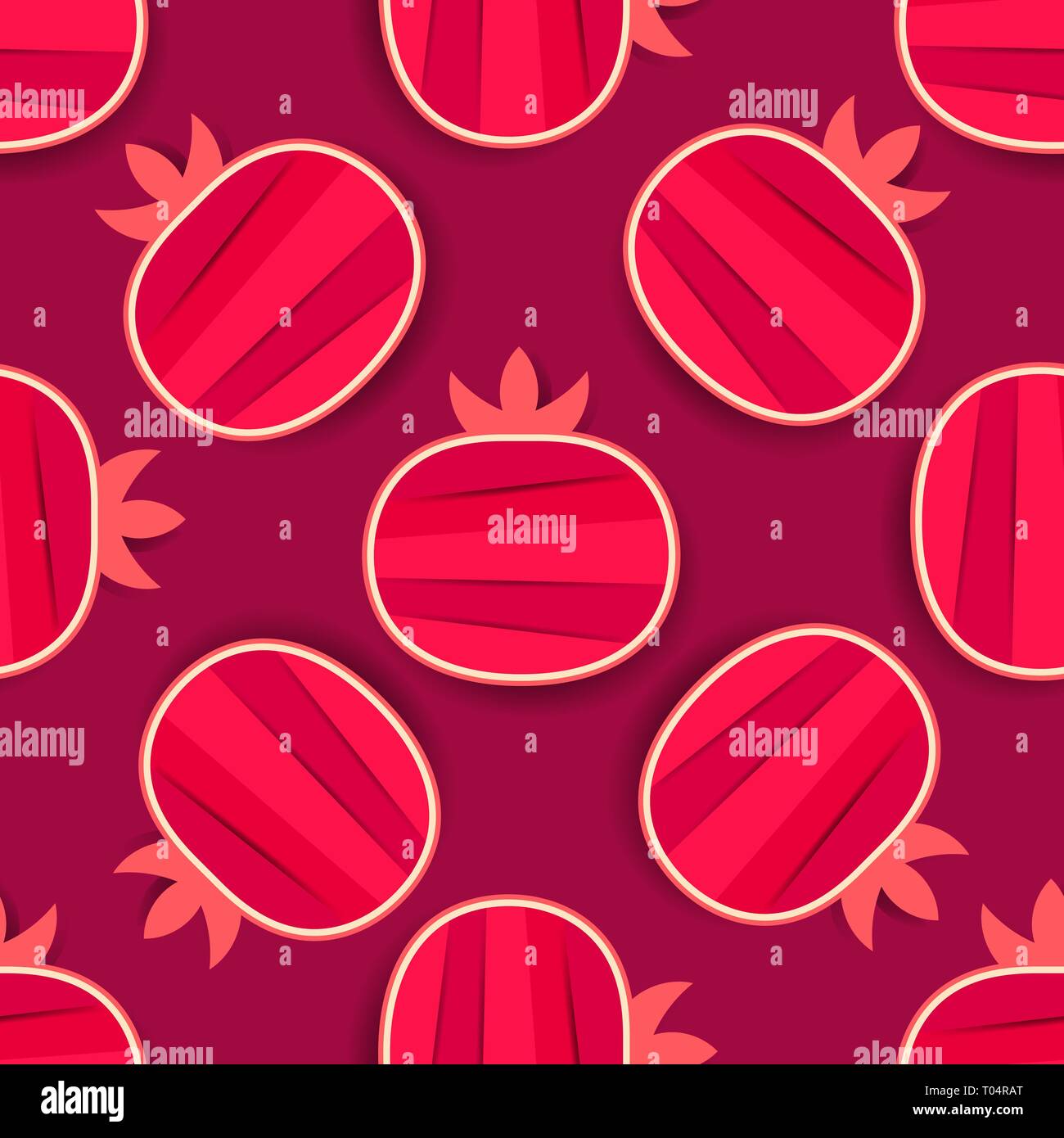 Granaten nahtlose Muster. Hintergrund der roten Granaten. Vector Illustration. Granatapfel Hintergrund. Stock Vektor