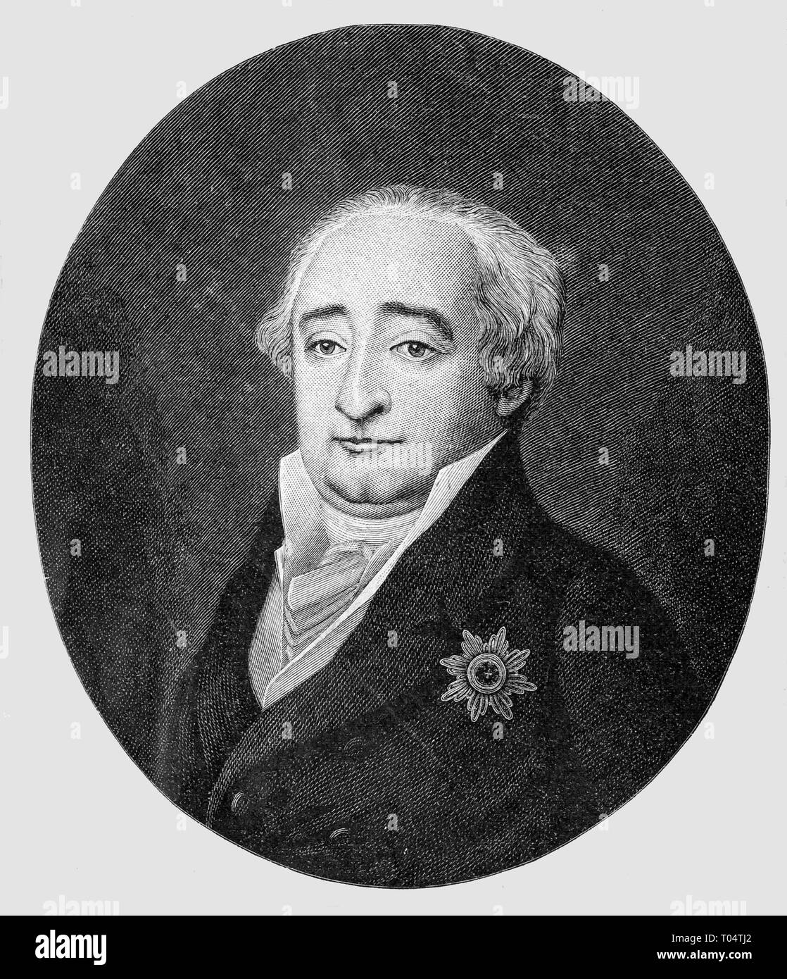 Karl von Stein. Portrait der Arbeit von R. Lütsenkirchen. Digital verbesserte Reproduktion von Illustrierter Überblick über das Leben der Menschheit im 19. Jahrhundert, 1901 edition, Marx Verlag, St. Petersburg. Stockfoto